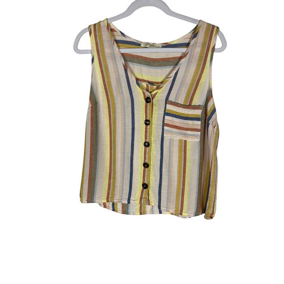 Women's Rewind Striped Sleeveless Button up Top size Medium - Picture 1 of 5